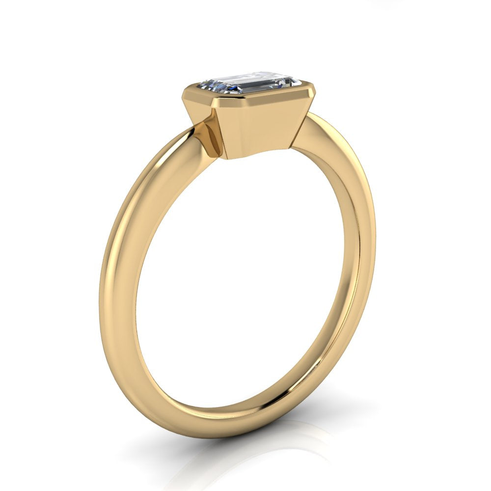 East West Set Emerald Cut Engagement Ring - LALA