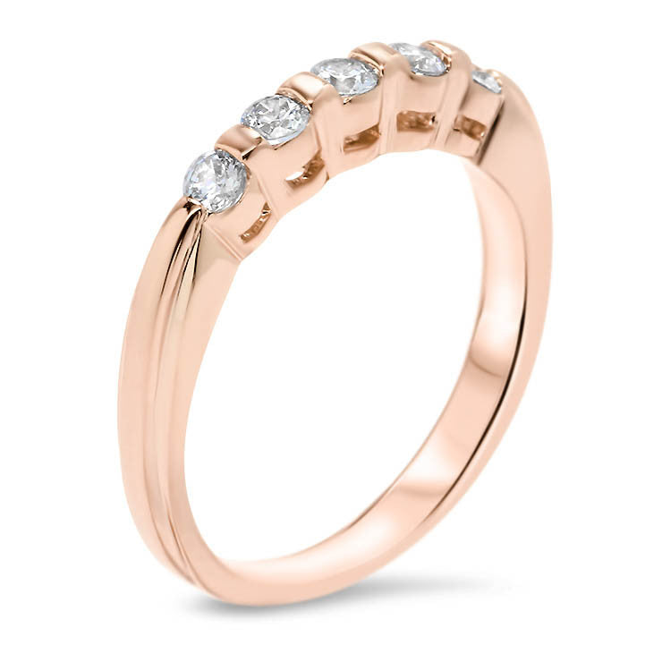 Bar Set Diamond Wedding Band - Evie Band - Moissanite Rings