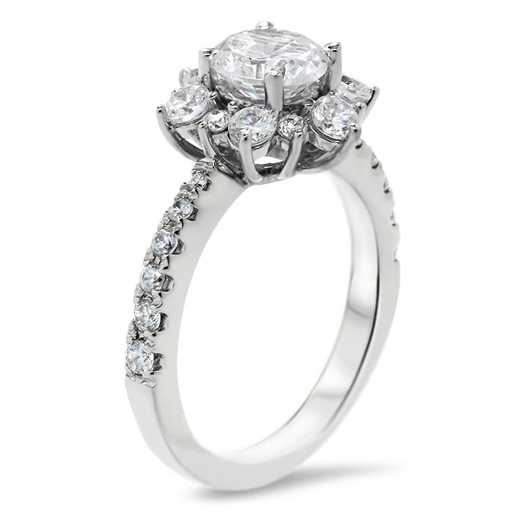 Diamond Snowflake Wedding Set Engagement Ring and Wedding Band - Snowflake Set - Moissanite Rings