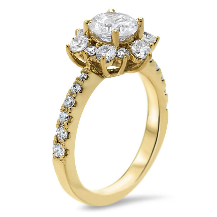 All Moissanite Snowflake Wedding Set Engagement Ring and Wedding Band - Snowflake Set - Moissanite Rings