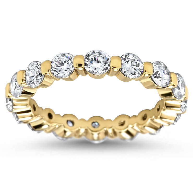 Single Prong Diamond Eternity Wedding Band - Dot II - Moissanite Rings