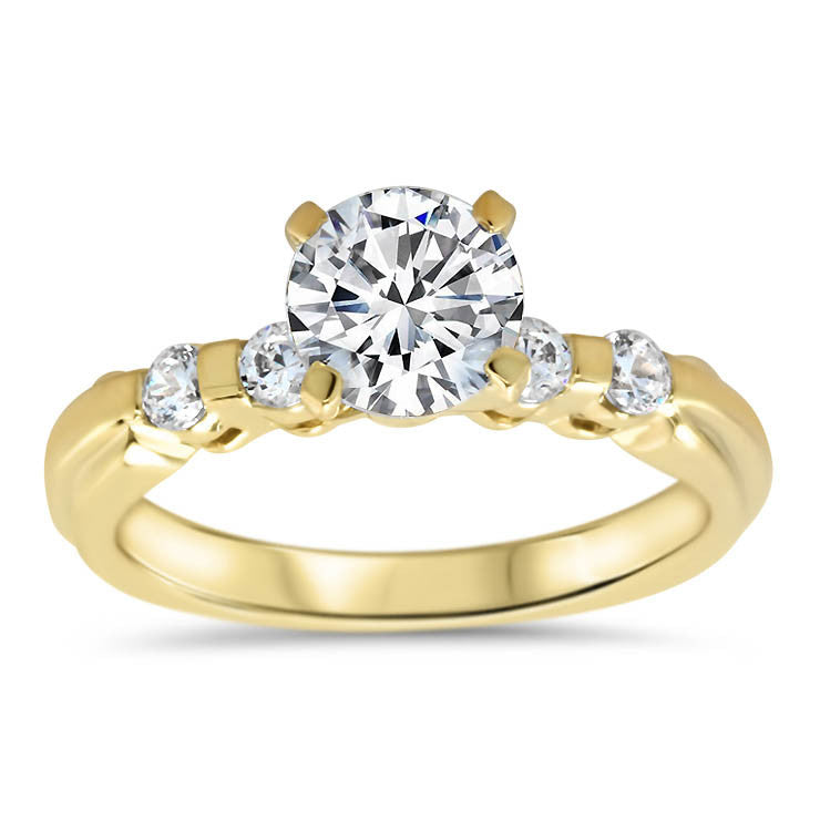 Bar Set Diamond Wedding Set Engagement Ring and Band - Evie Set - Moissanite Rings
