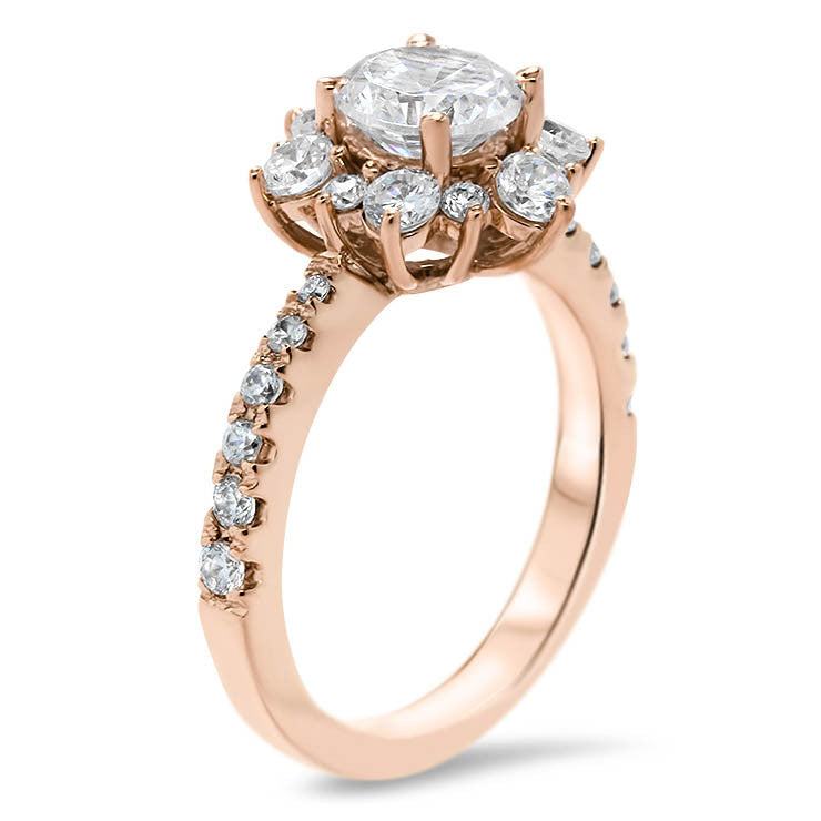 Diamond Snowflake Wedding Set Engagement Ring and Wedding Band - Snowflake Set - Moissanite Rings