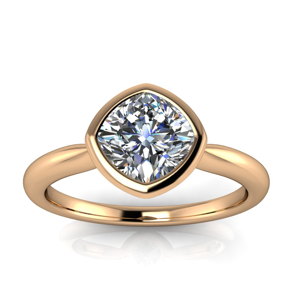 Bezel Set Cushion Cut Engaqgement Ring - Kay