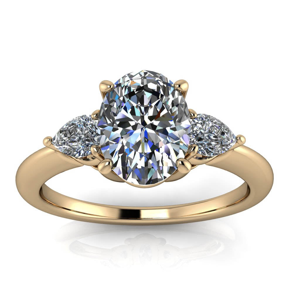 Oval and Pear Engagement Ring - Dexter - Moissanite Rings