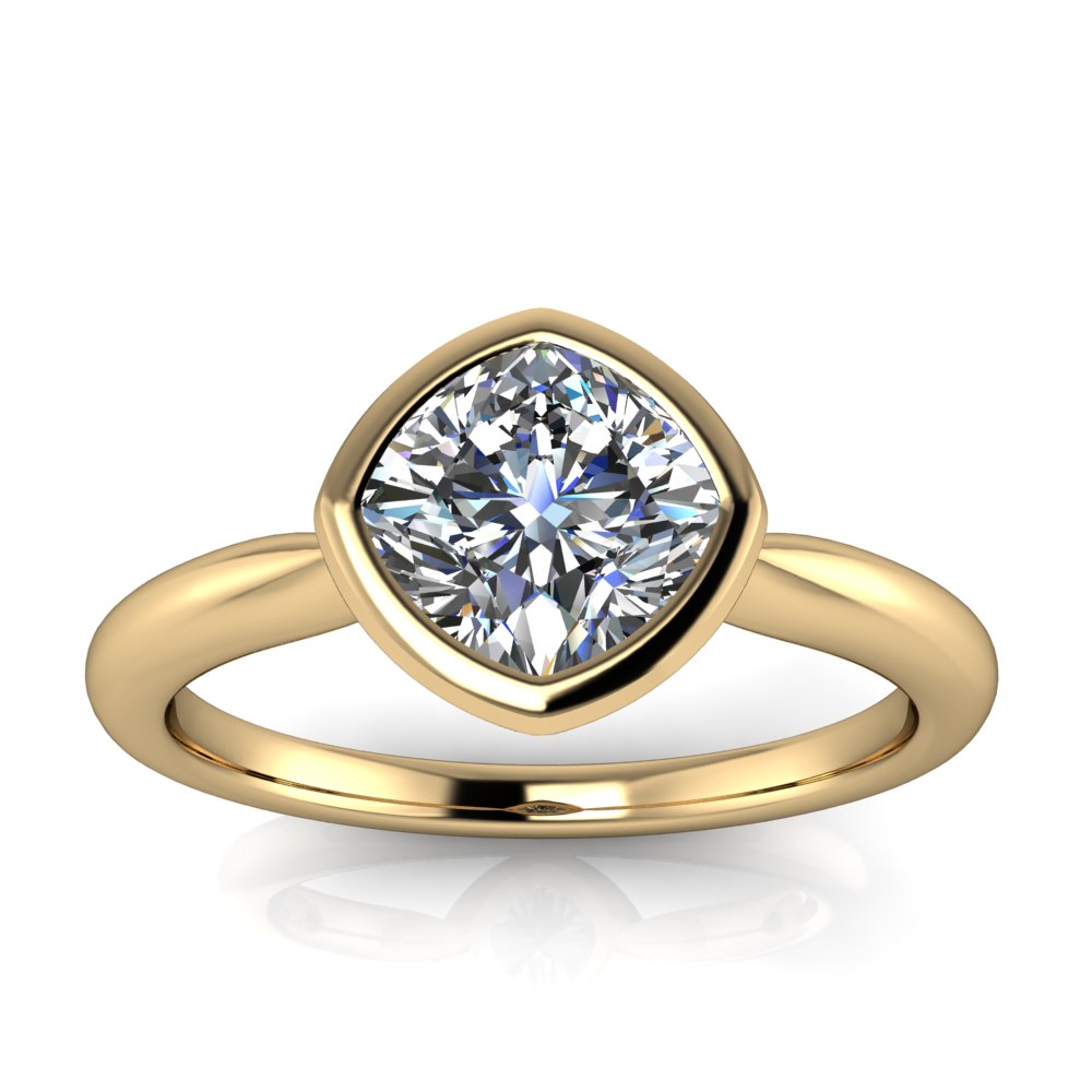 Bezel Set Cushion Cut Engaqgement Ring - Kay