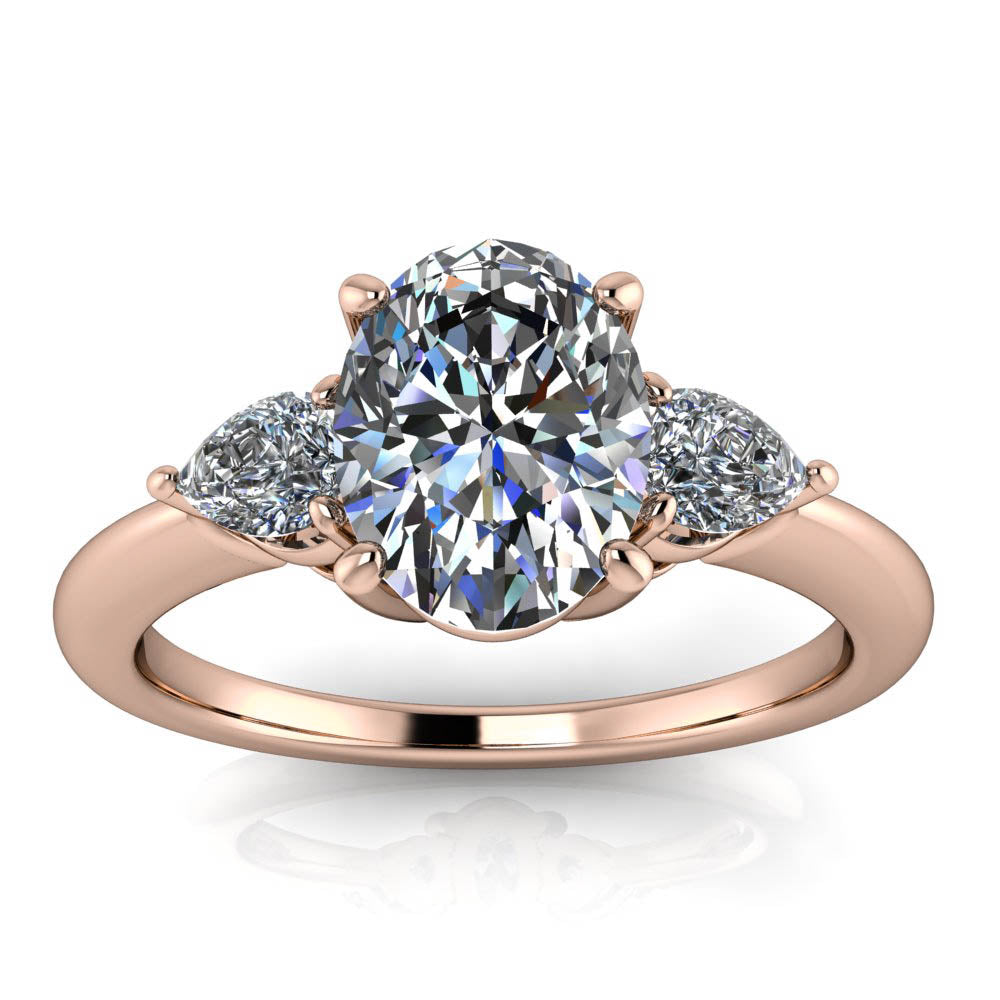Oval and Pear Engagement Ring - Dexter - Moissanite Rings