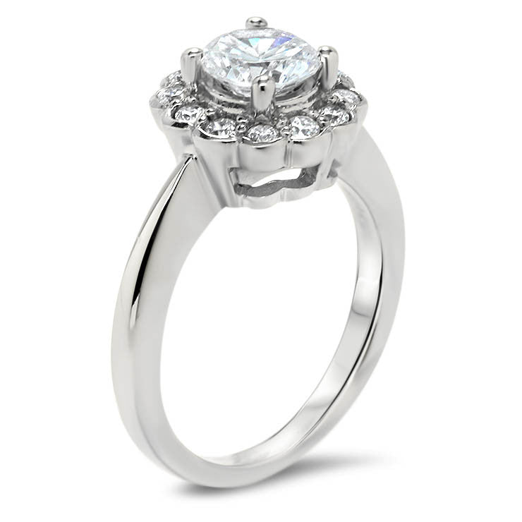 Floral Style Diamond Halo Wedding Set - Iris Set - Moissanite Rings