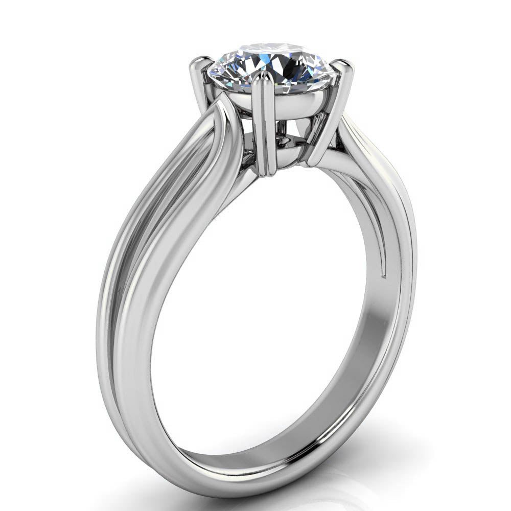 Split Shank Solitaire Engagement Ring - Adah - Moissanite Rings