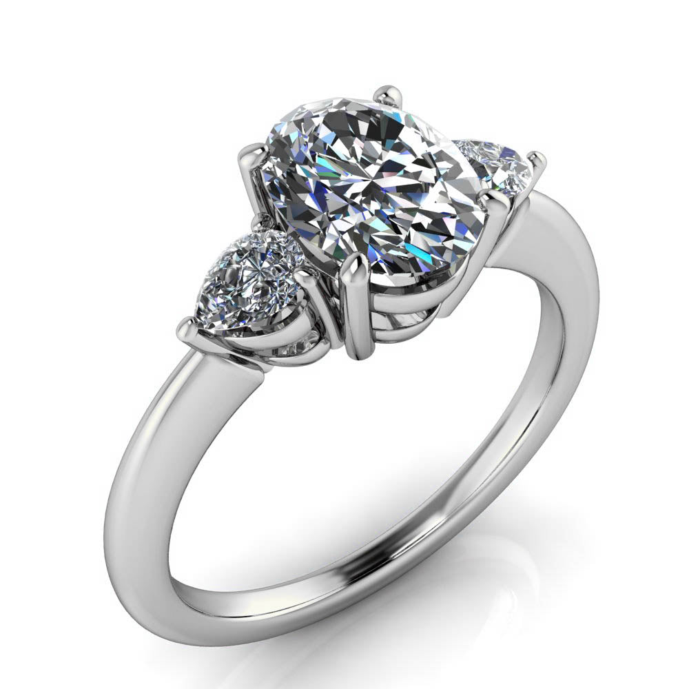 Oval and Pear Engagement Ring - Dexter - Moissanite Rings