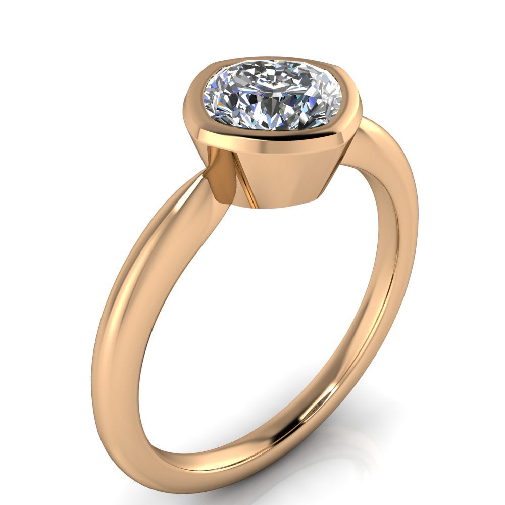 Bezel Set Cushion Cut Engaqgement Ring - Kay