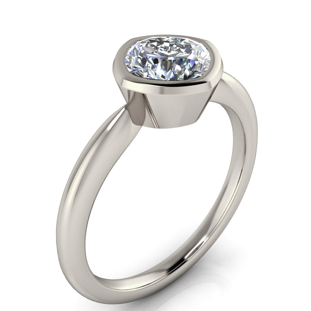 Bezel Set Cushion Cut Engaqgement Ring - Kay
