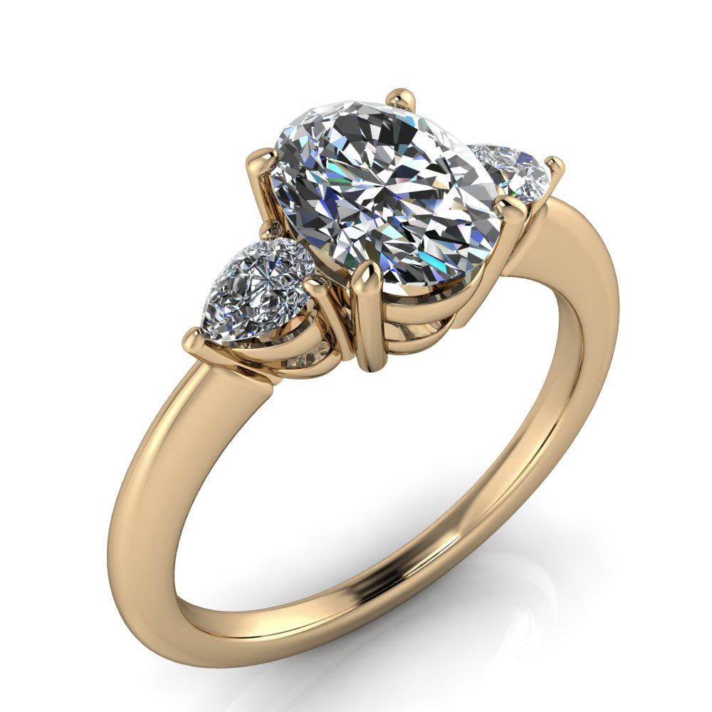 Oval and Pear Engagement Ring - Dexter - Moissanite Rings