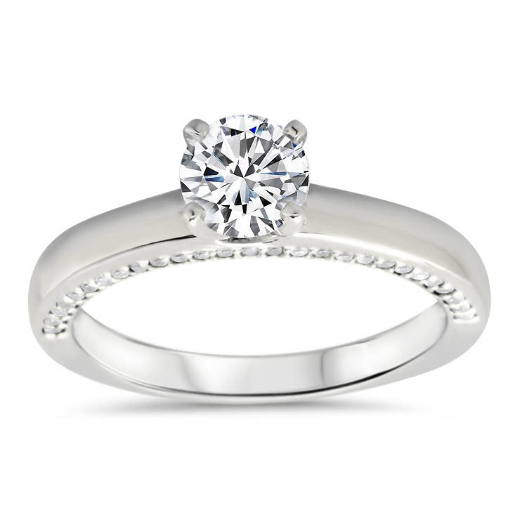 Diamond Accented Solitaire Style Wedding Set - Lucy  Set - Moissanite Rings