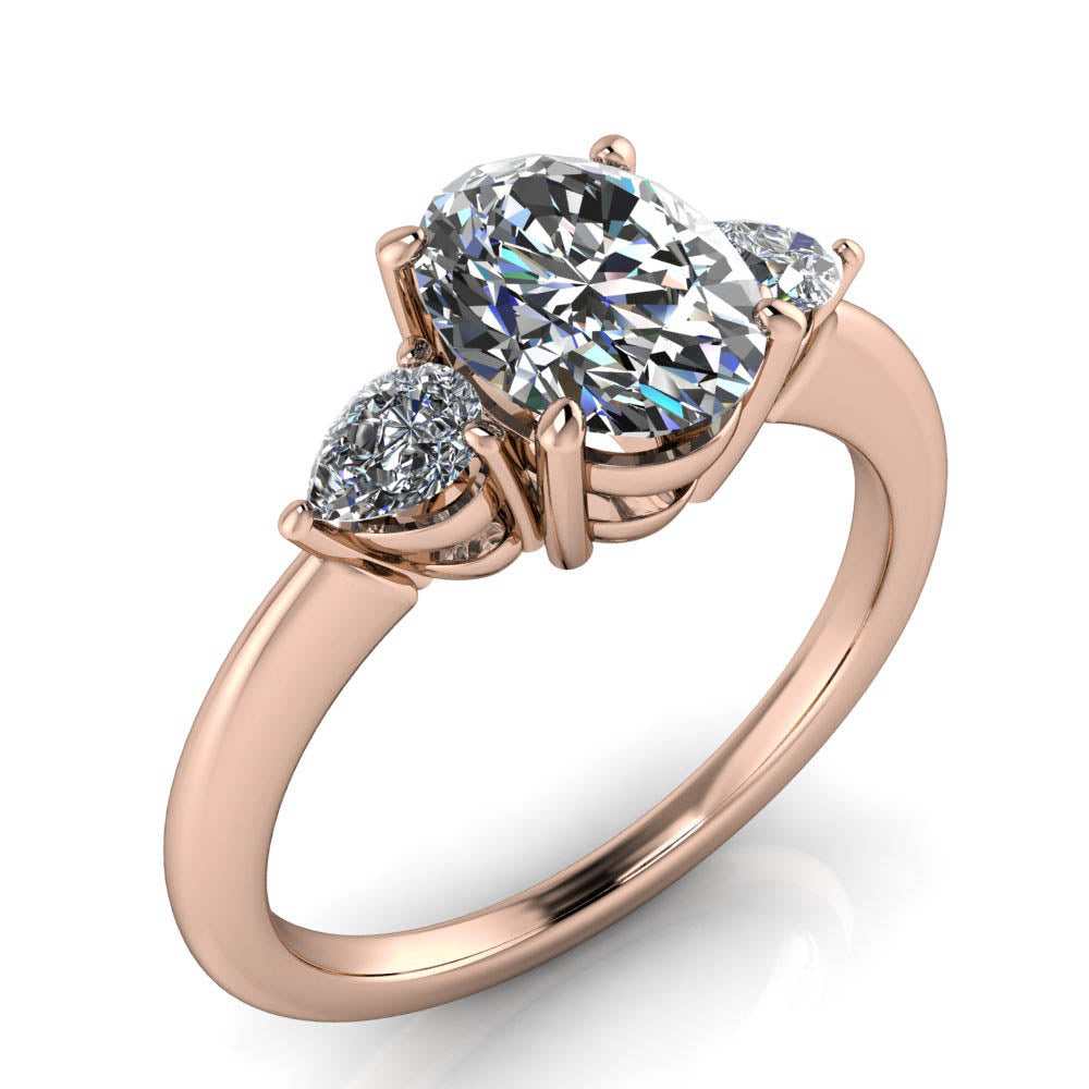 Oval and Pear Engagement Ring - Dexter - Moissanite Rings
