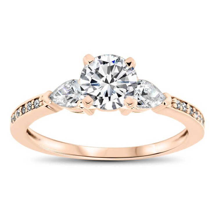 Dainty Diamond Engagement Ring Forever One Moissanite Center -Pia - Moissanite Rings