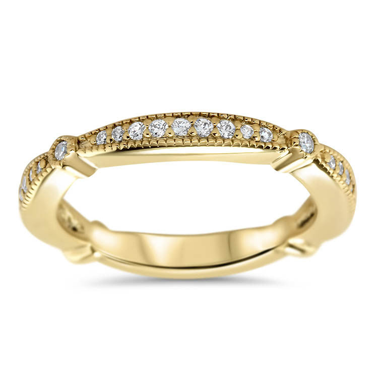 Diamond Vintage Inspired Wedding Band - Millie Band - Moissanite Rings