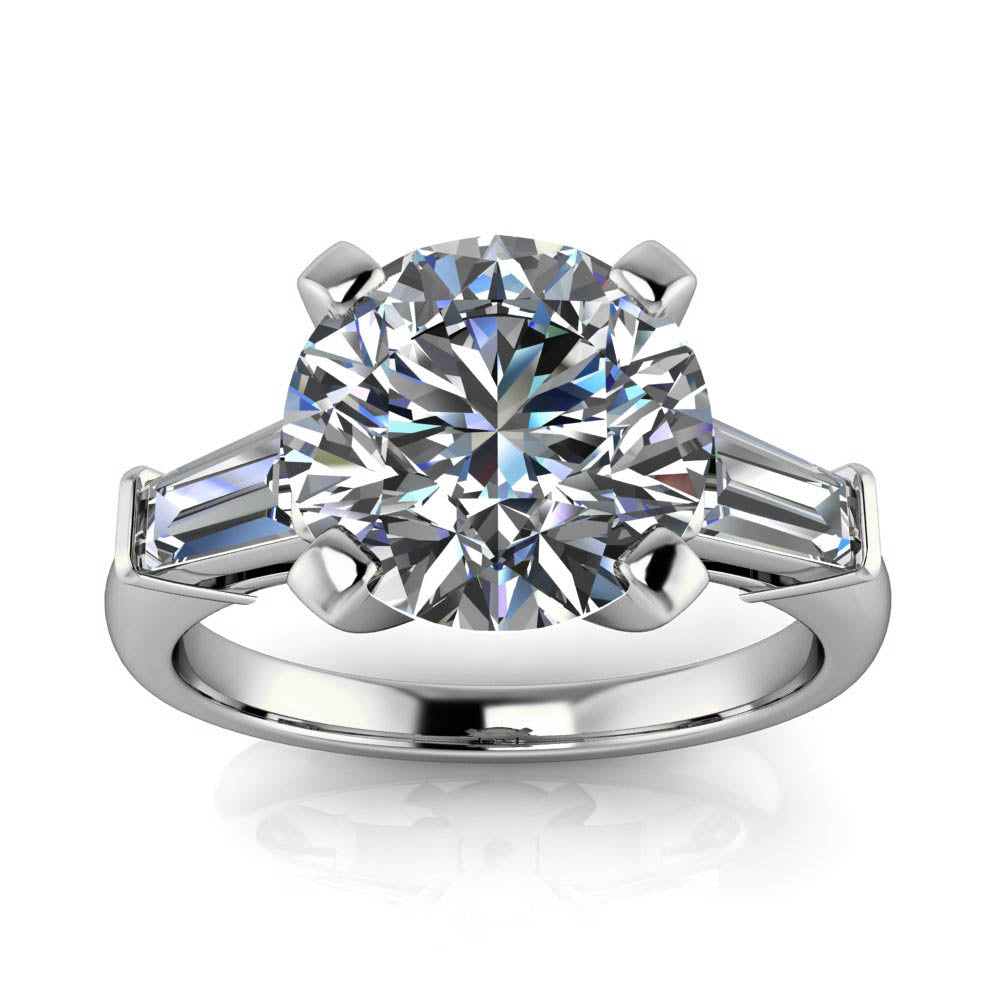 Tapered Baguette Diamond Moissanite Engagement Ring - Brooks 9 mm - Moissanite Rings
