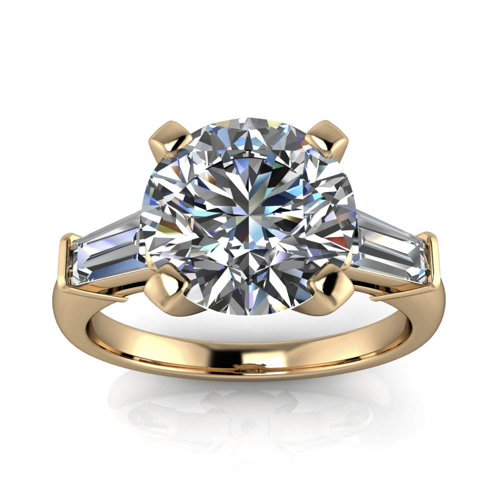 Tapered Baguette Diamond Moissanite Engagement Ring - Brooks 9 mm - Moissanite Rings