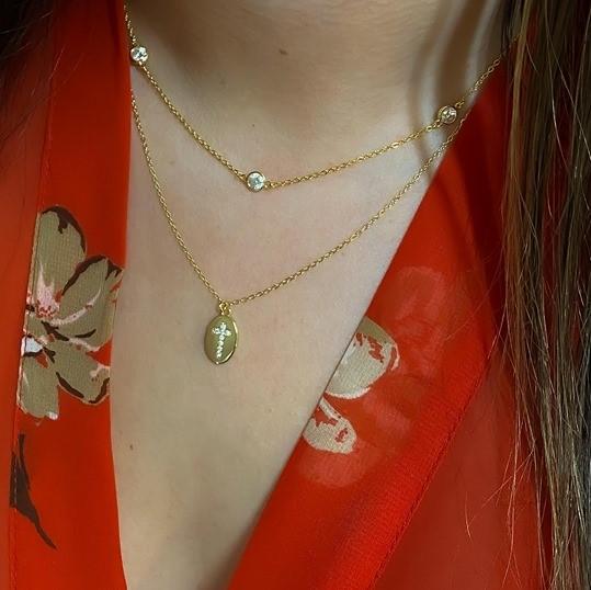 Diamond Cross Disc Necklace