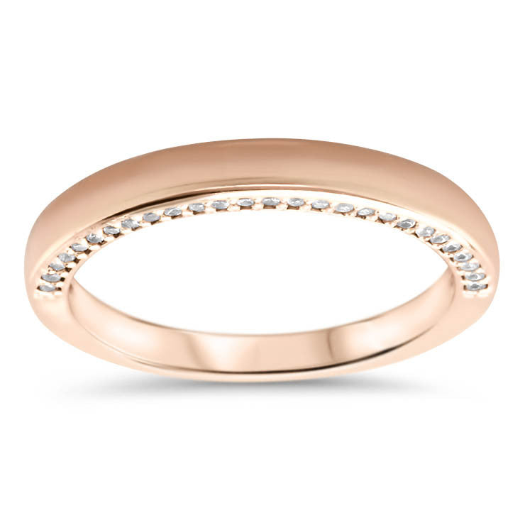 Gold and Diamond Wedding Band - Lucy Band - Moissanite Rings
