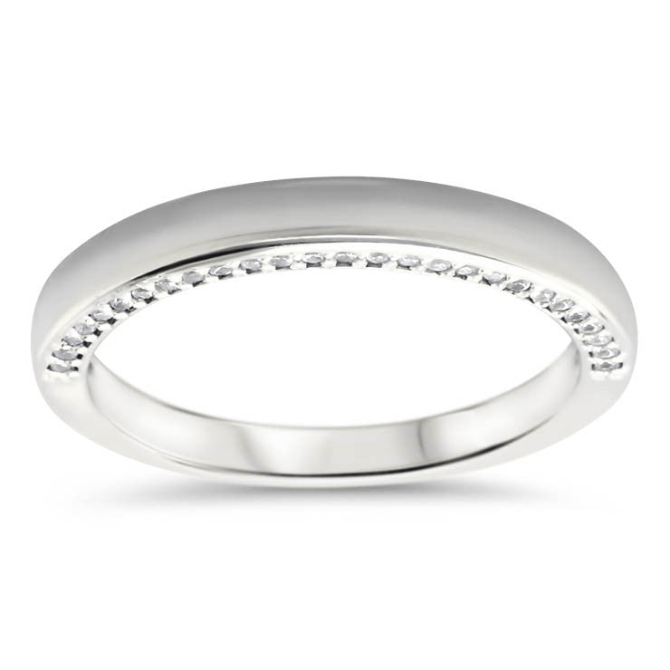 Gold and Diamond Wedding Band - Lucy Band - Moissanite Rings