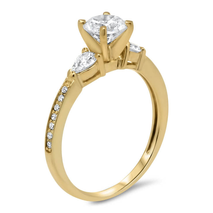 Dainty Diamond Engagement Ring Forever One Moissanite Center -Pia - Moissanite Rings