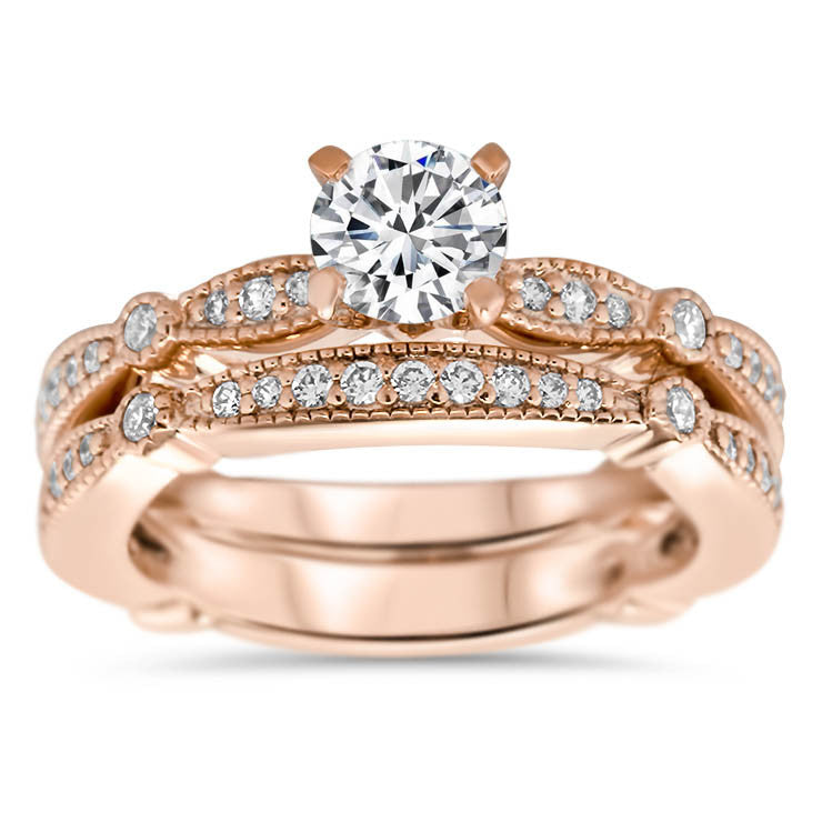 Vintage Inspired Wedding Set - Millie Wedding Set - Moissanite Rings