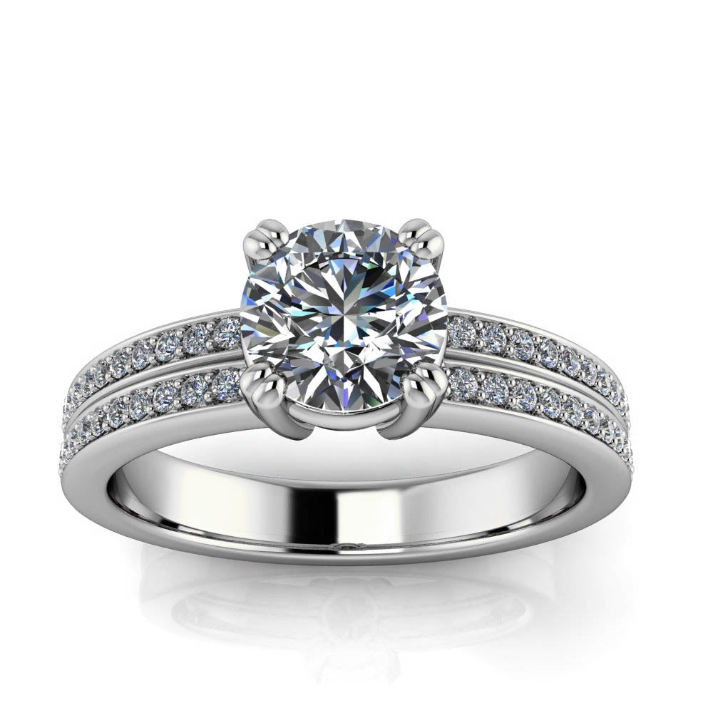 Double Row Engagement Ring - Audrey - Moissanite Rings
