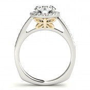 Butterfly Accented Diamond Halo Engagement Ring - Farfalla - Moissanite Rings