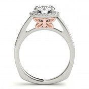 Butterfly Accented Diamond Halo Engagement Ring - Farfalla - Moissanite Rings