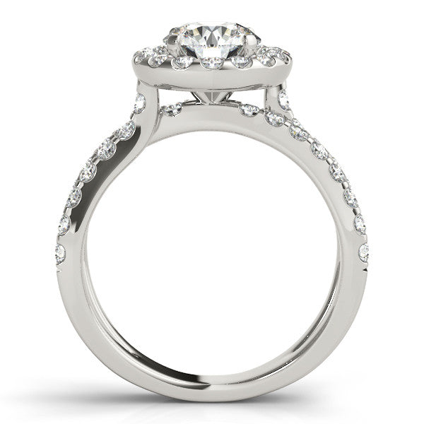 Diamond Split Shank Halo Engagement Ring - Gabrielle - Moissanite Rings
