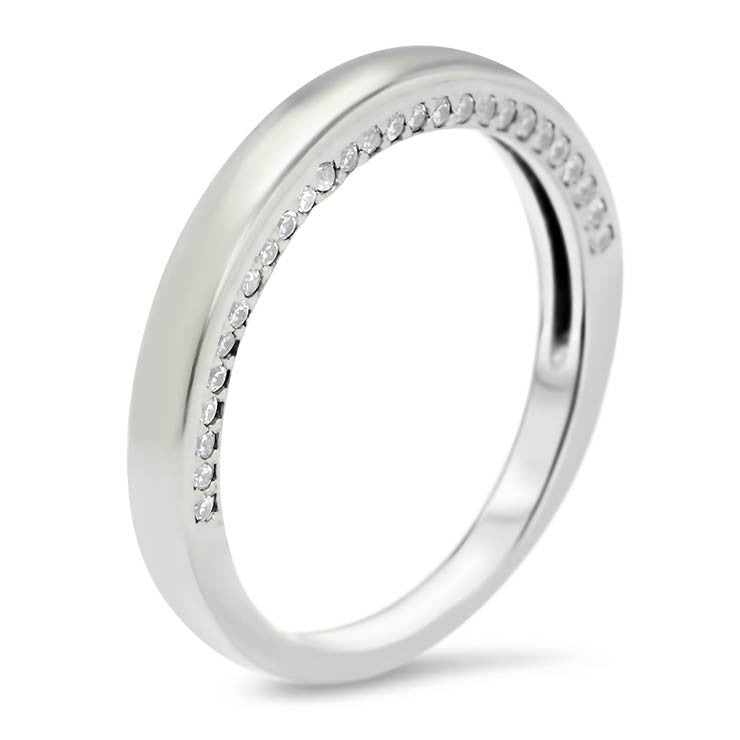 Gold and Diamond Wedding Band - Lucy Band - Moissanite Rings