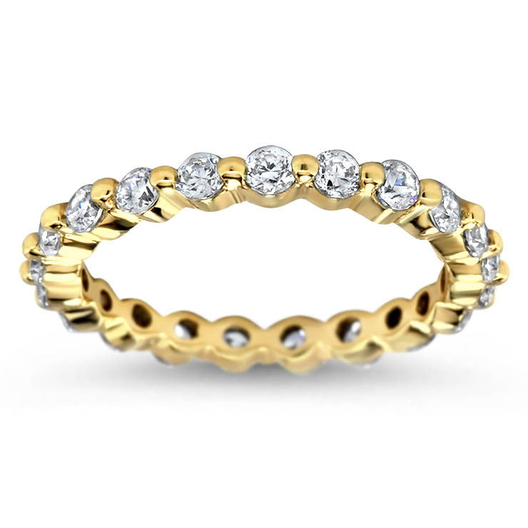 Single Prong Diamond Eternity Wedding Band - Dot - Moissanite Rings