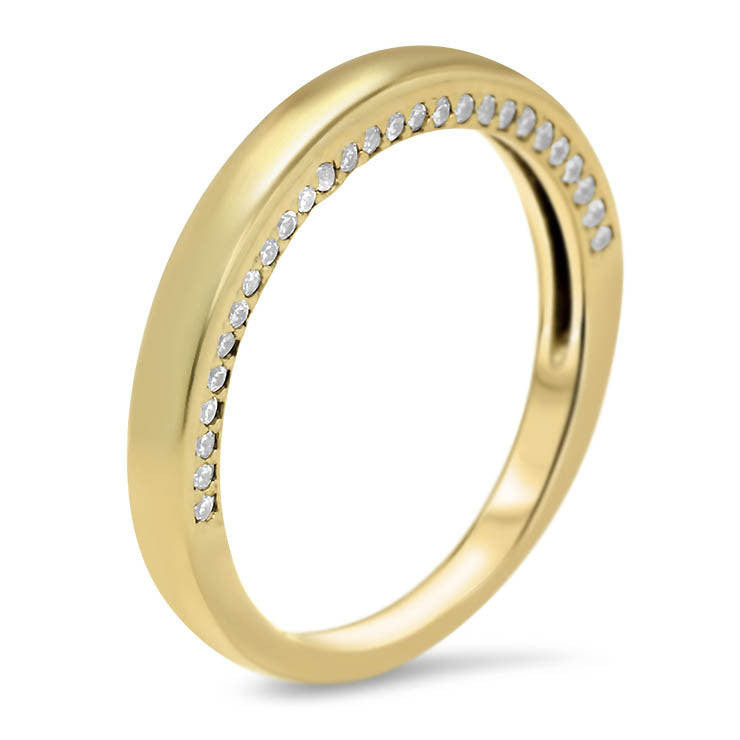 Gold and Diamond Wedding Band - Lucy Band - Moissanite Rings
