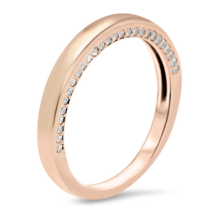 Gold and Diamond Wedding Band - Lucy Band - Moissanite Rings