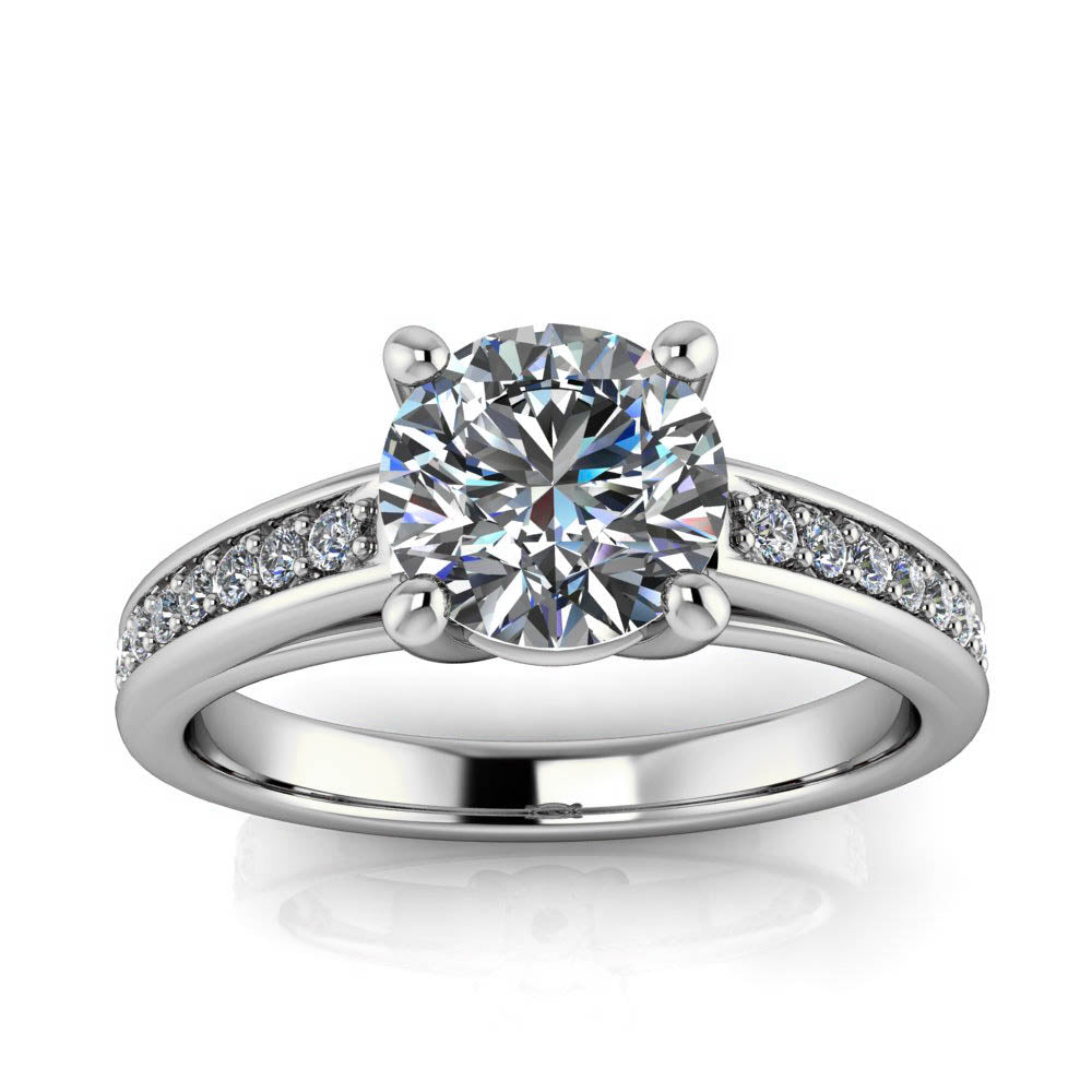 Diamond Accented Engagement Ring Moissanite Center - Terri - Moissanite Rings
