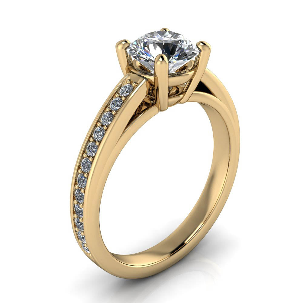 Diamond Accented Engagement Ring Moissanite Center - Terri - Moissanite Rings