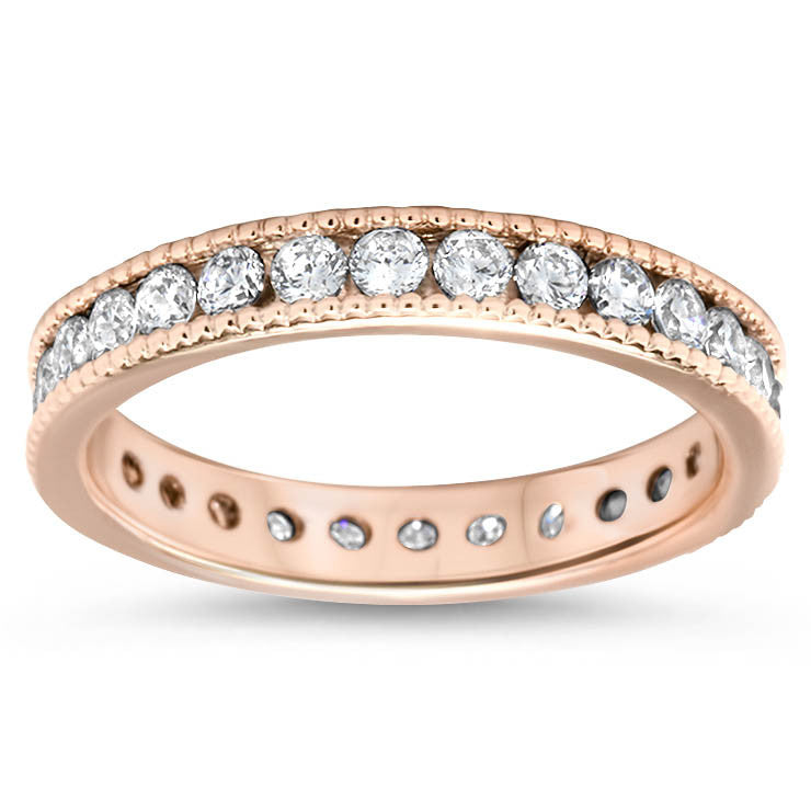 Vintage Style Channel Set Diamond Eternity Band - Spark - Moissanite Rings