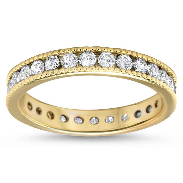 Vintage Style Channel Set Diamond Eternity Band - Spark - Moissanite Rings