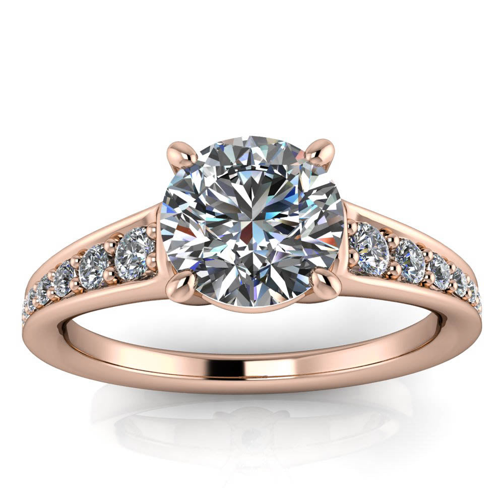 Diamond Moissanite Engagement Ring - Genevieve - Moissanite Rings