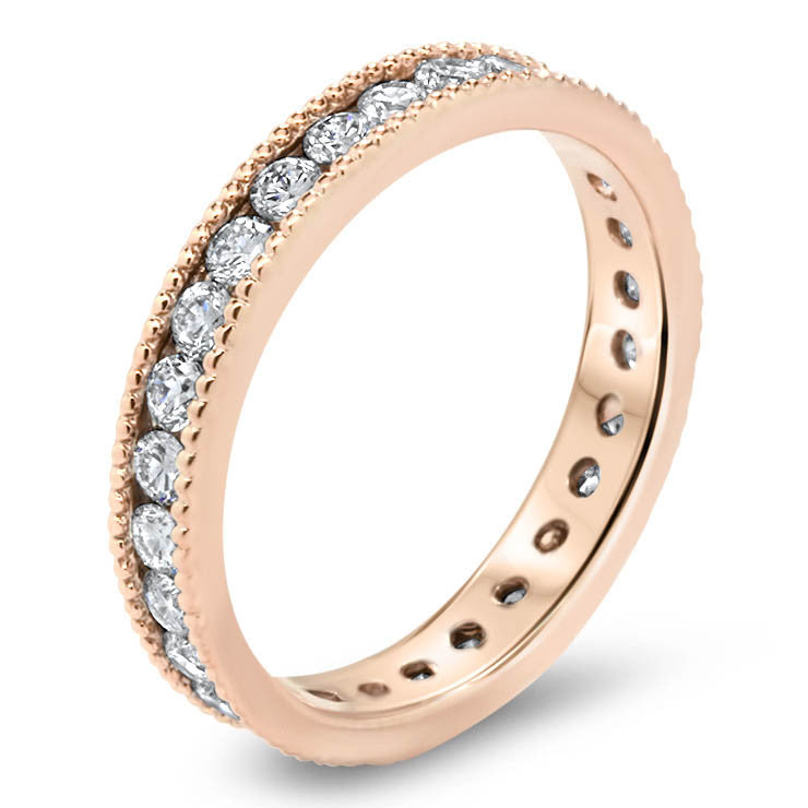 Vintage Style Channel Set Diamond Eternity Band - Spark - Moissanite Rings