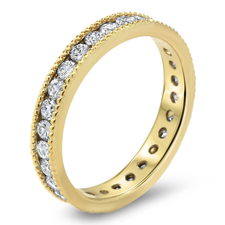 Vintage Style Channel Set Diamond Eternity Band - Spark - Moissanite Rings