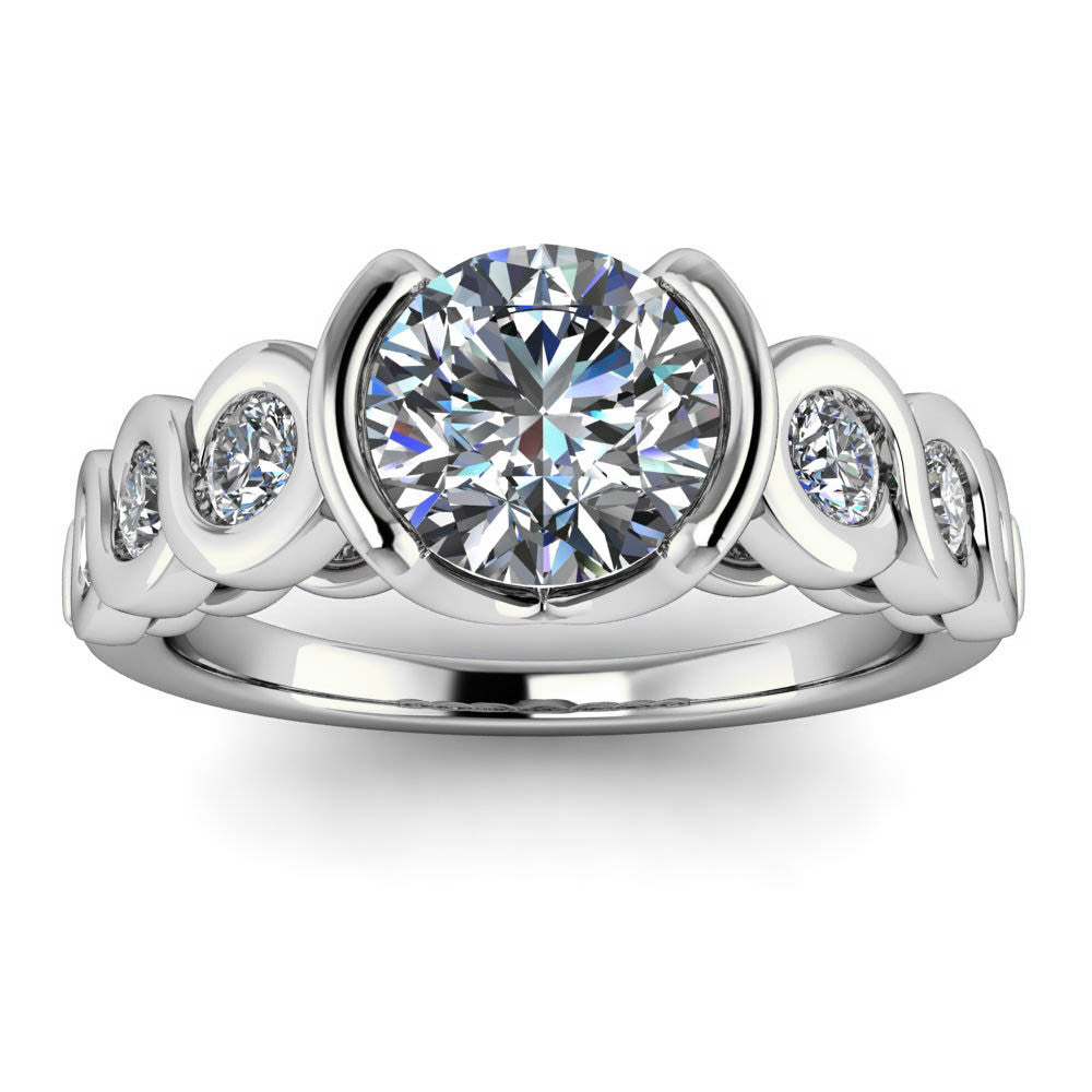 Bezel Set Moissanite Engagement Ring - Loops of Love - Moissanite Rings
