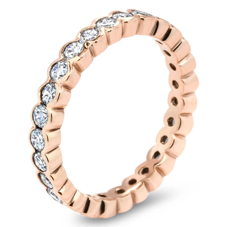 Bezel Set Diamond Eternity Wedding Band - Drop - Moissanite Rings