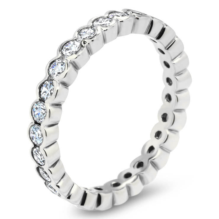 Bezel Set Diamond Eternity Wedding Band - Drop - Moissanite Rings