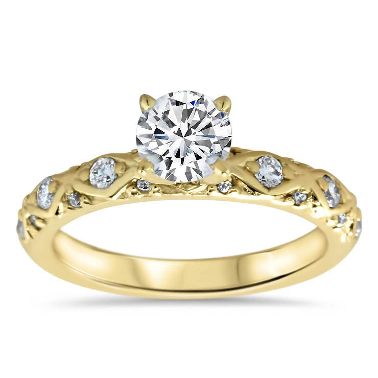 Vintage Inspired Wedding Set - Ziggy Set - Moissanite Rings