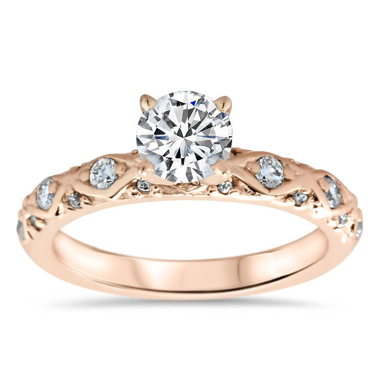 Vintage Inspired Wedding Set - Ziggy Set - Moissanite Rings