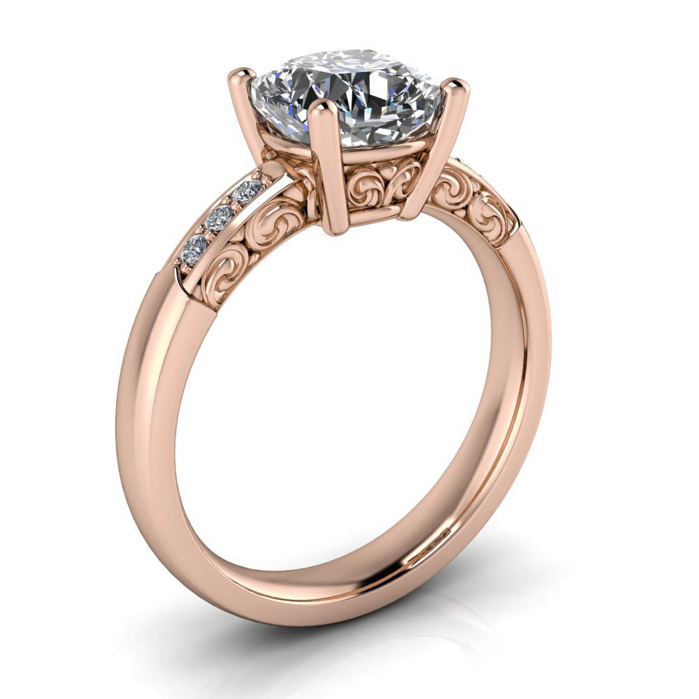 Vintage Inspired Cushion Cut Moissanite Ring - Lena 1.7 ct center - Moissanite Rings