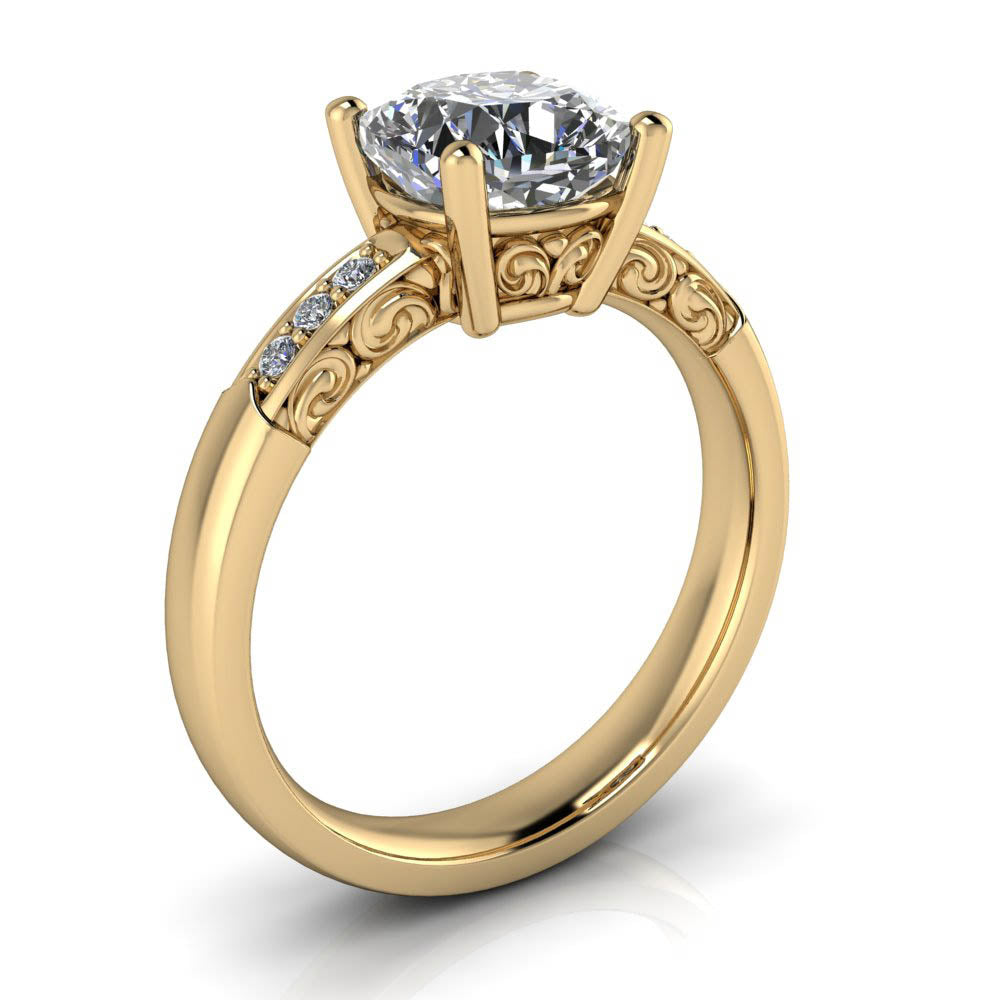 Vintage Inspired Cushion Cut Moissanite Ring - Lena 1.7 ct center - Moissanite Rings